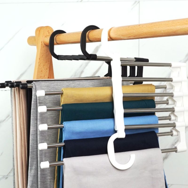 家用多功能裤架裤子衣架伸缩折叠白底实物图