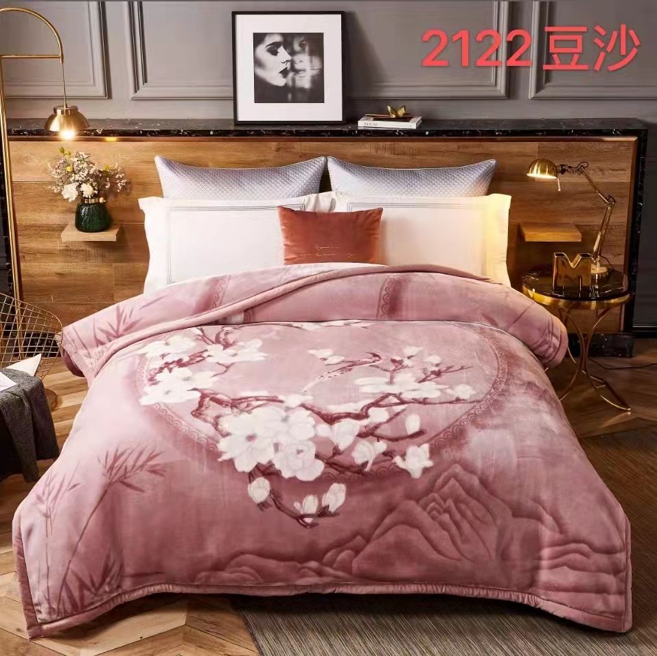 Cross-border new thickened, fleece, warm and soft double-layer Angolan Raschel blanket, wedding blanket, group purchase gift blanket pic 1