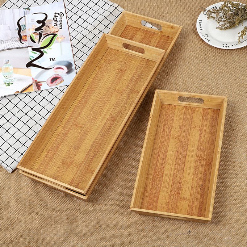 Bamboo tray, creative pizza tray, bamboo tea tray, Japanese rectangular tray, home cake tray details Picture