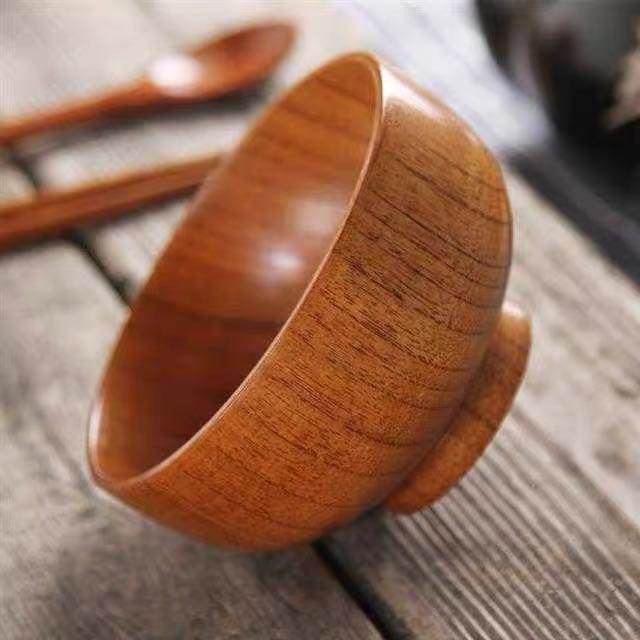 Japanese jujube wood bowl, children's bowl, rice bowl, soup bowl, small rice bowl, noodle soup bowl, anti-drop household tableware Item Picture