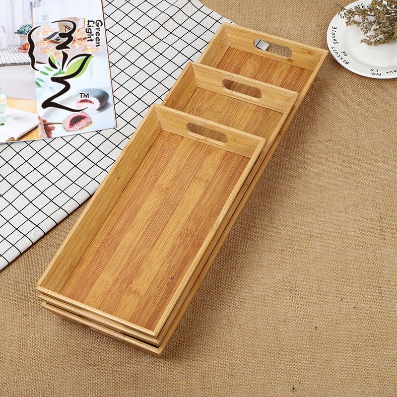 Bamboo tray, creative pizza tray, bamboo tea tray, Japanese rectangular tray, home cake tray Item Picture
