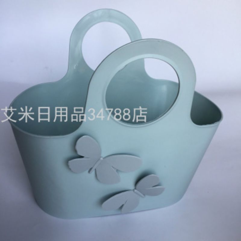 家用收纳置物筐塑料浴室沐浴洗澡篮洗漱篮软料蝴蝶手提篮CH-801-1