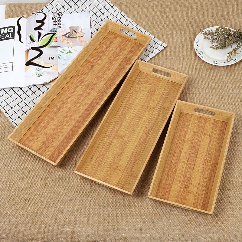Bamboo tray, creative pizza tray, bamboo tea tray, Japanese rectangular tray, home cake tray Specification image