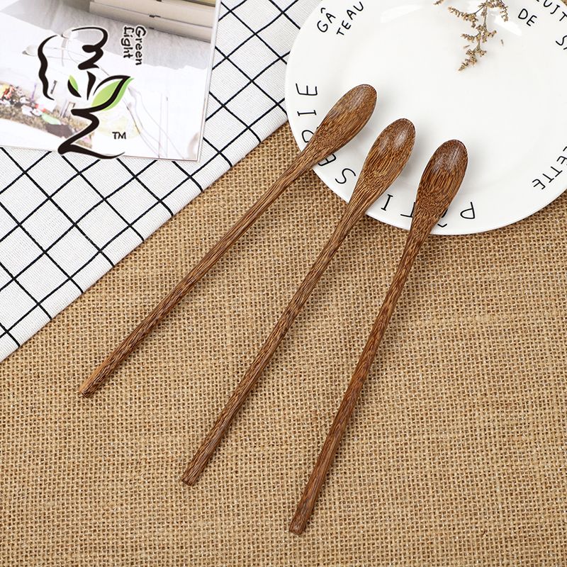 Chicken wing wood round-handled long spoon 20*1.8CM coffee spoon, hot pot seasoning spoon, stirring rod, small spoon, special measuring spoon for milk tea and honey seasonings full figure