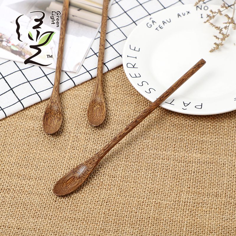 Chicken wing wood round-handled long spoon 20*1.8CM coffee spoon, hot pot seasoning spoon, stirring rod, small spoon, special measuring spoon for milk tea and honey seasonings Specification drawing