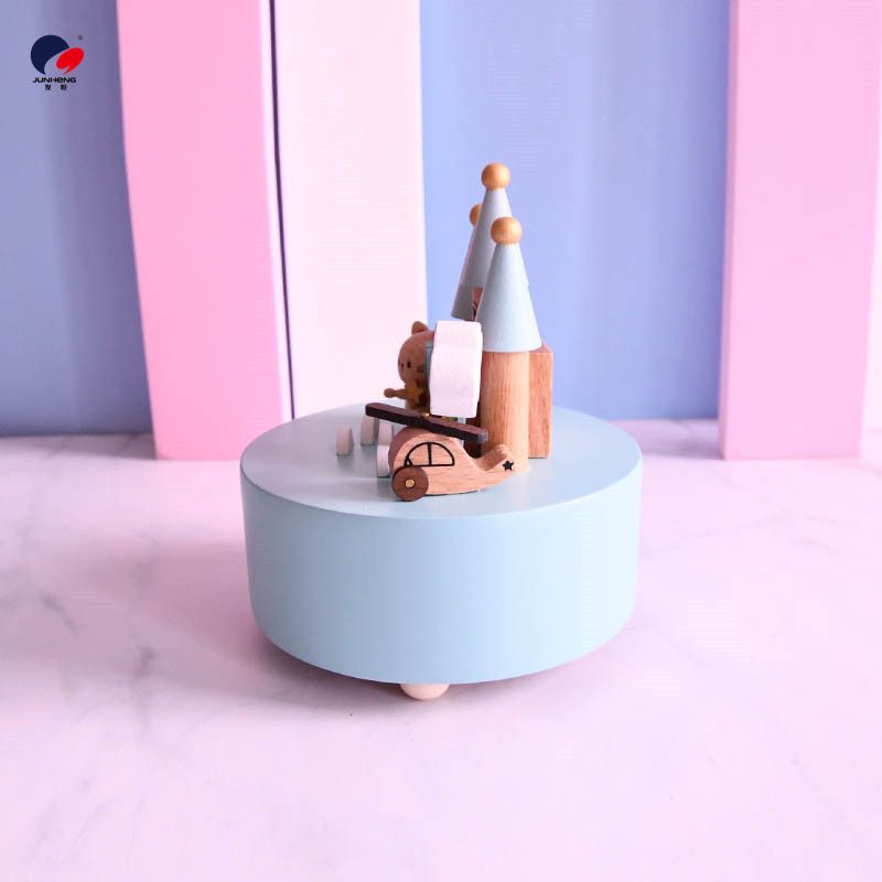 Cat Sky City Wooden music box Clockwork music box Birthday gift Girlfriends gift girl spin cute details Picture