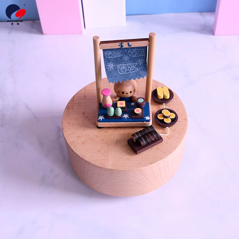 Factory direct cat Sky City wooden music box birthday gift couple children panda creative spin Item Picture