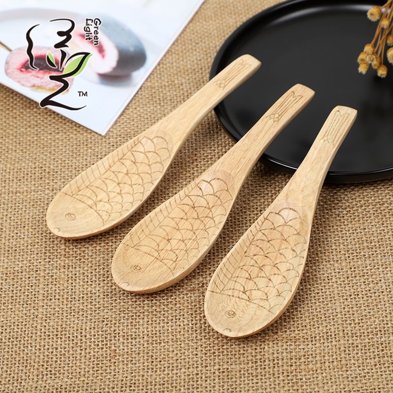 Fish-patterned spoon 15*4.2CM, wooden spoon, spoon, long spoon, naturally carved fish spoon, household wooden rice spoon, cooking spoon full figure