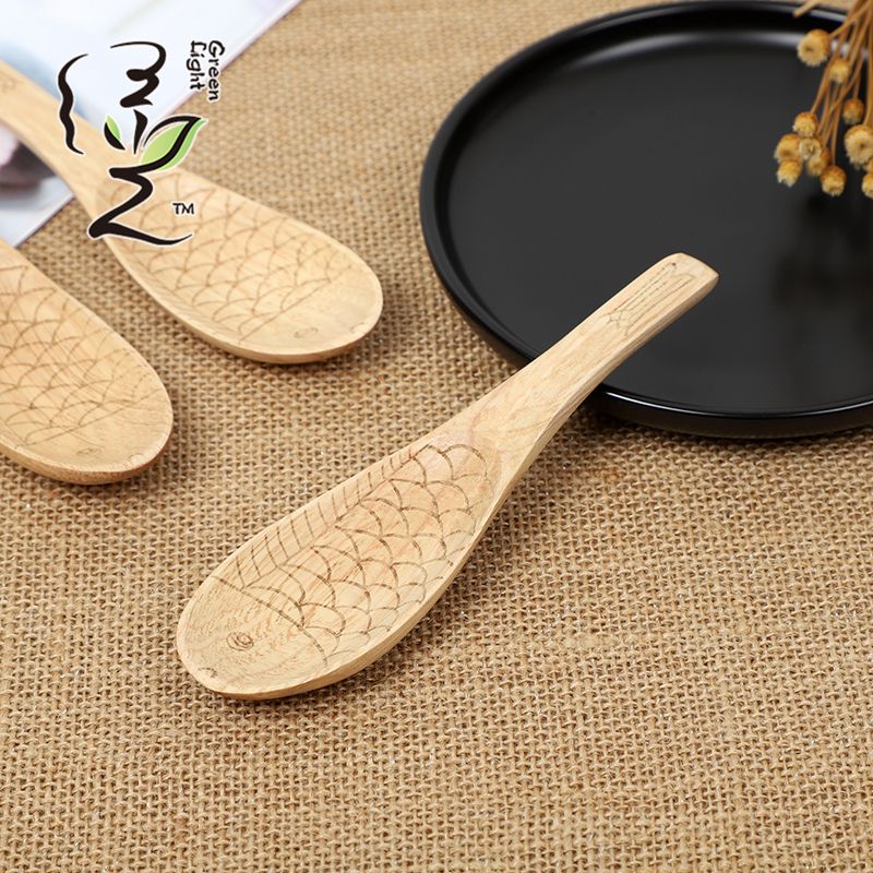 Fish-patterned spoon 15*4.2CM, wooden spoon, spoon, long spoon, naturally carved fish spoon, household wooden rice spoon, cooking spoon details Picture
