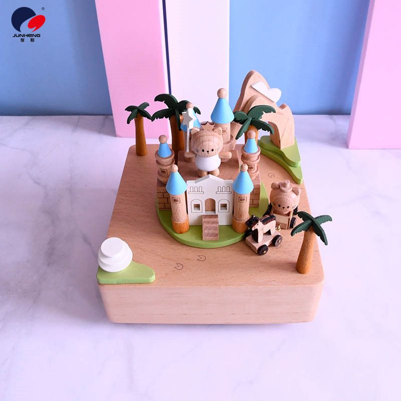 Factory direct sales Cat Sky City music box Wooden machinery Birthday gift Wedding gift Love Ferris wheel Item Picture