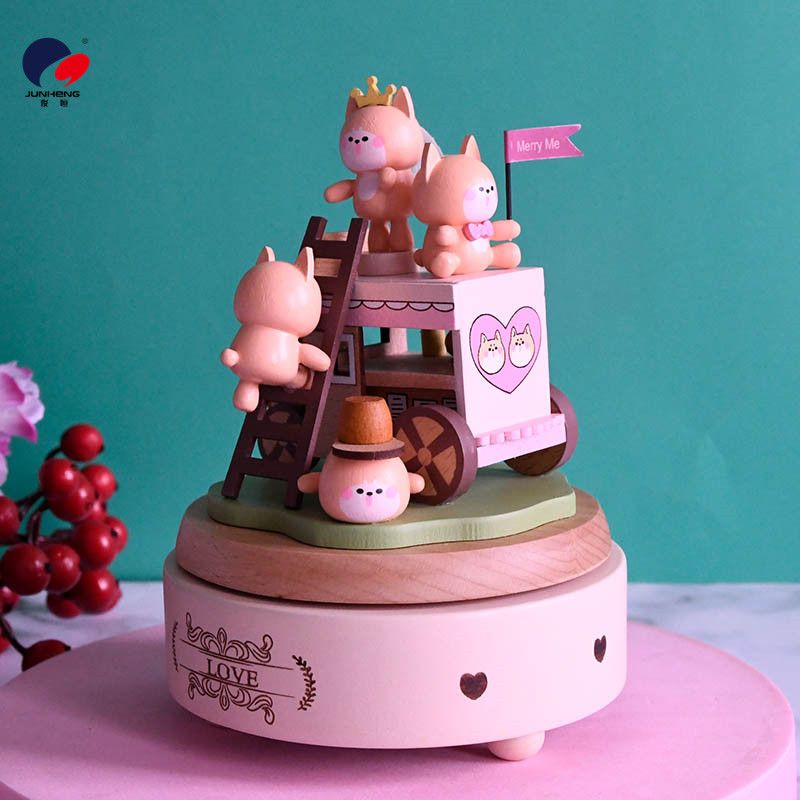 Factory direct sales cat Sky City music box Wooden mechanical music box birthday gift Marry Me Item Picture