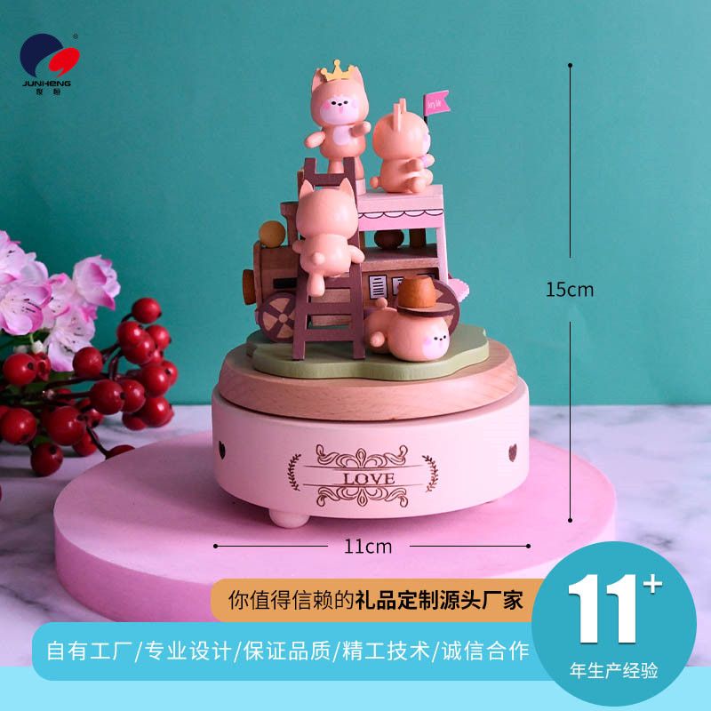 Factory direct sales cat Sky City music box Wooden mechanical music box birthday gift Marry Me full figure