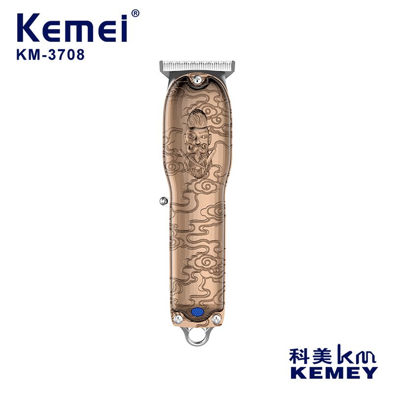 跨境厂家直供 电推剪科美KM-3708金属机身复古浮雕陶瓷刀头锂电池电推剪