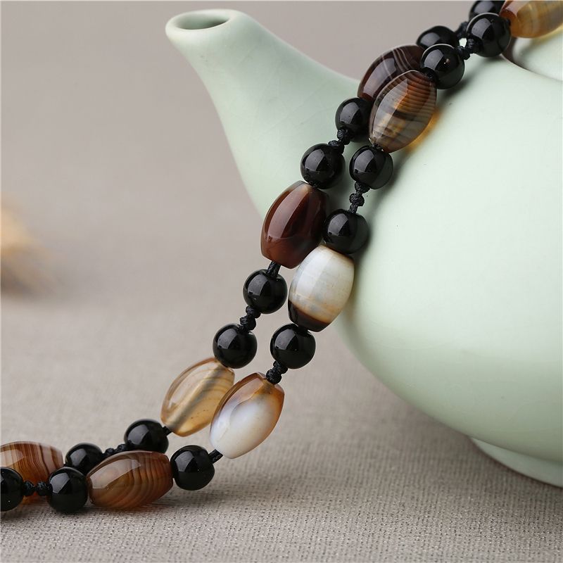 15块天然缠丝玛瑙大米珠手工编织不可调节项链绳详情6