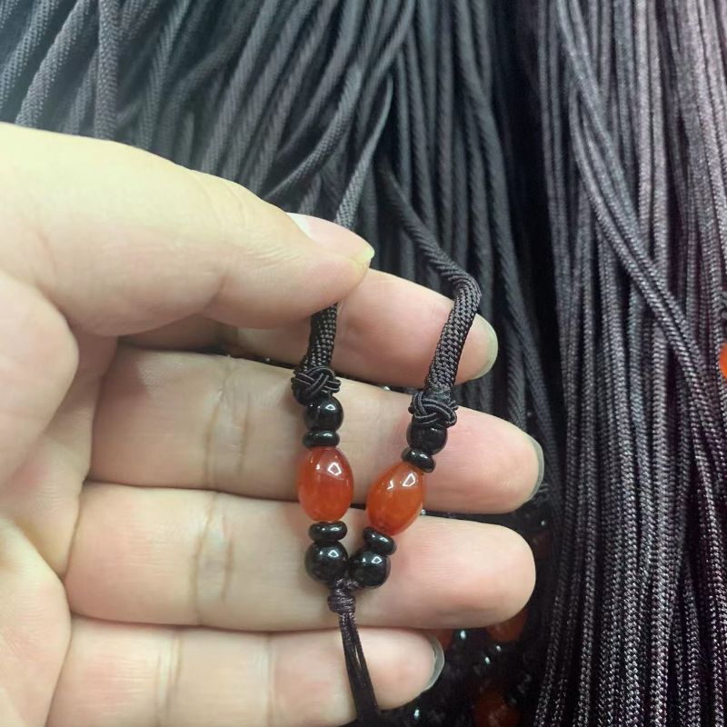 Tejido a mano no ajustable rojo agate color pavo real agate color arroz cuentas suéter cadena colgante cordón collar cuerda details Picture