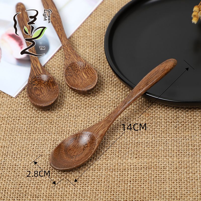 Chicken Wing Wooden Big Round 14*2.8CM Coffee Spoon Hot Pot Seasoning Stirring Stick Small Spoon Milk Tea Honey Seasoning Special Measuring Spoons thumbnail