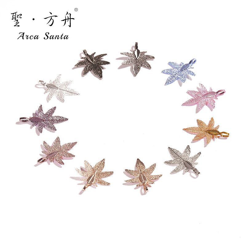Natural leaf necklace earrings, cut mini seven-cornered maple leaf jewelry accessories, diy finished product materials wholesale