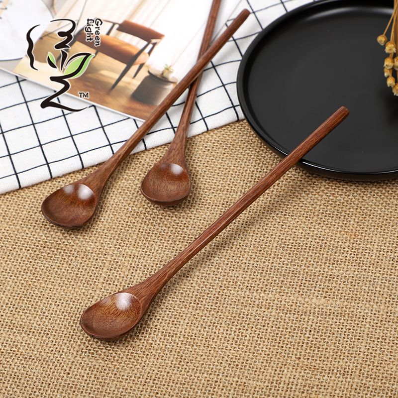 Old lacquer round-handled long spoon 20*2.8CM coffee spoon, hot pot seasoning spoon, stirring rod, small spoon, special measuring spoon for milk tea and honey seasonings Specification drawing