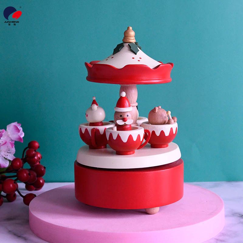 Cat Sky City music box Christmas Gift Gift Wooden music box Girl Children Santa Cute Specification drawing