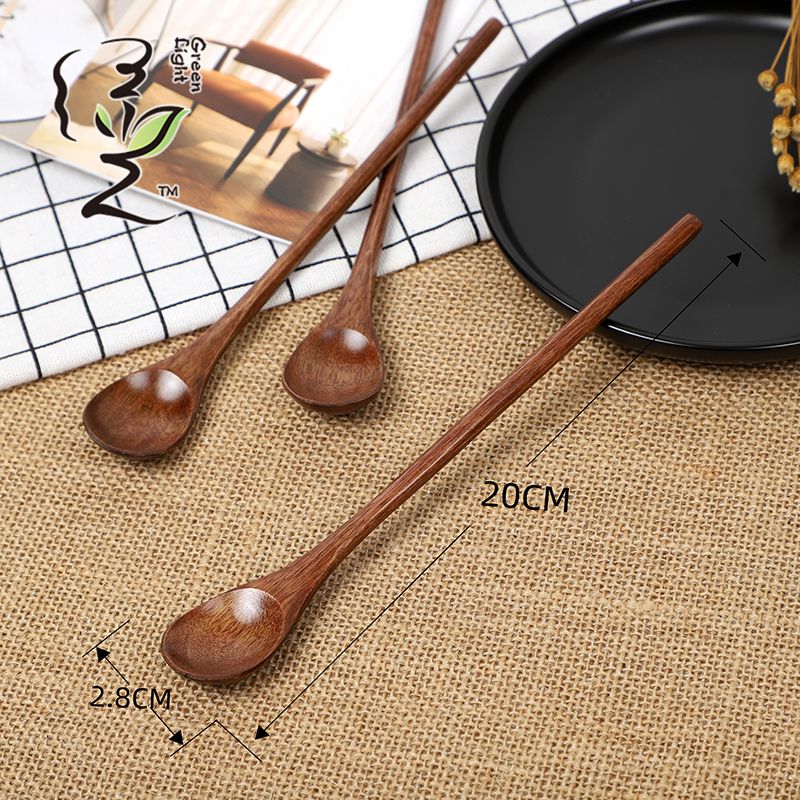 Old lacquer round-handled long spoon 20*2.8CM coffee spoon, hot pot seasoning spoon, stirring rod, small spoon, special measuring spoon for milk tea and honey seasonings Application Scenario