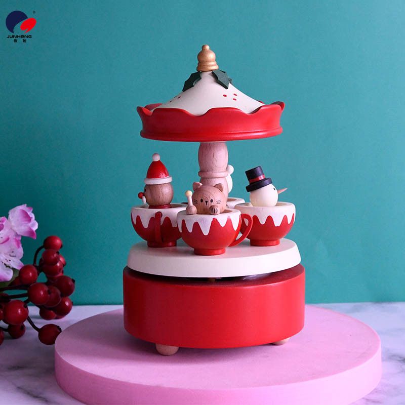Cat Sky City music box Christmas Gift Gift Wooden music box Girl Children Santa Cute details Picture