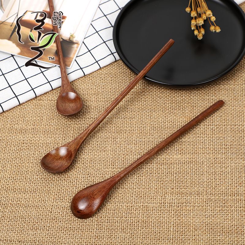 Old lacquer round-handled long spoon 20*2.8CM coffee spoon, hot pot seasoning spoon, stirring rod, small spoon, special measuring spoon for milk tea and honey seasonings details Picture