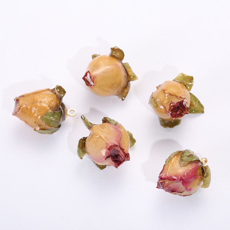 Cross-border natural flower earrings, flower bud pendants, ins rose milk tea series jewelry accessories, diy semi-finished product wholesale Specification image