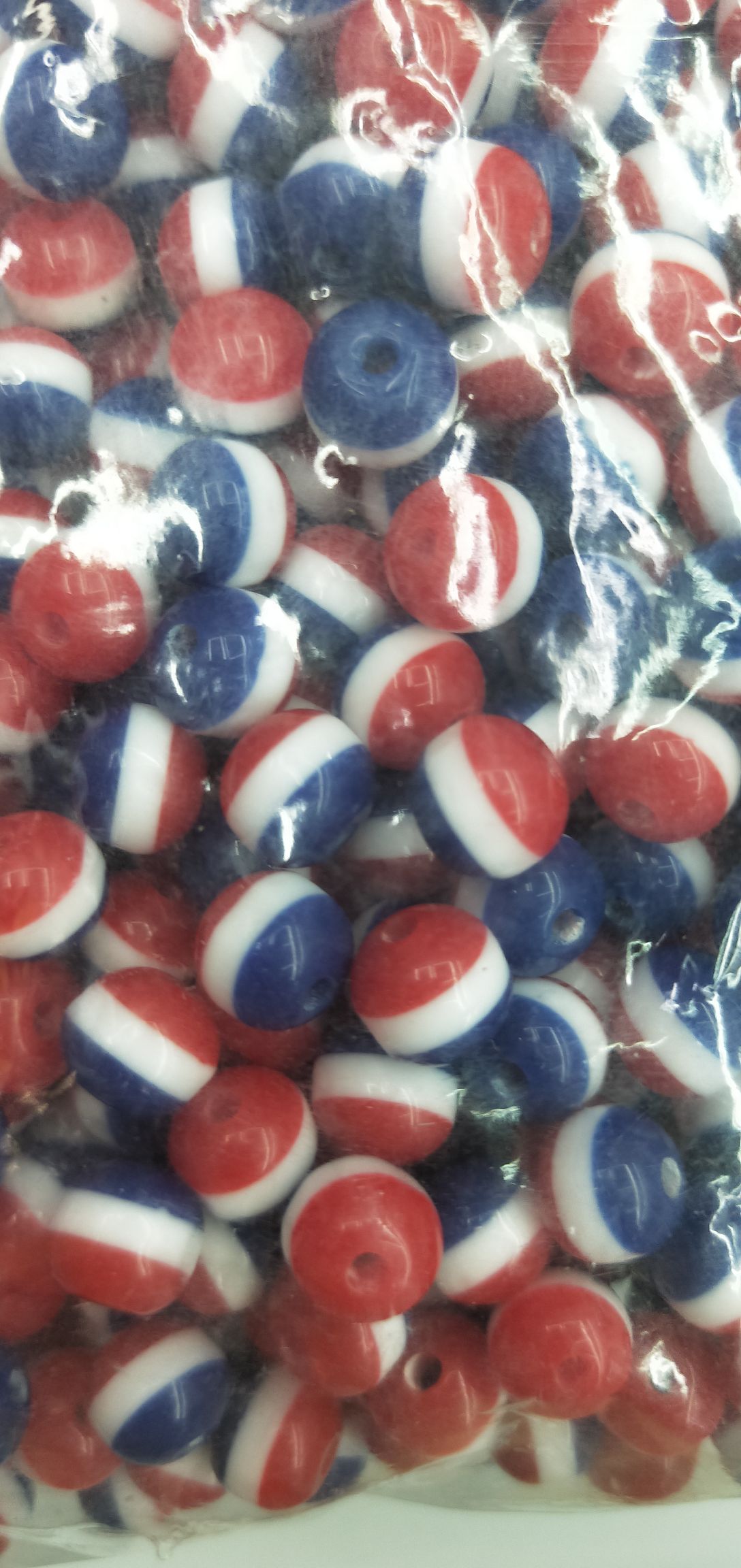 8Mm Bead Stripe Red White Blue
