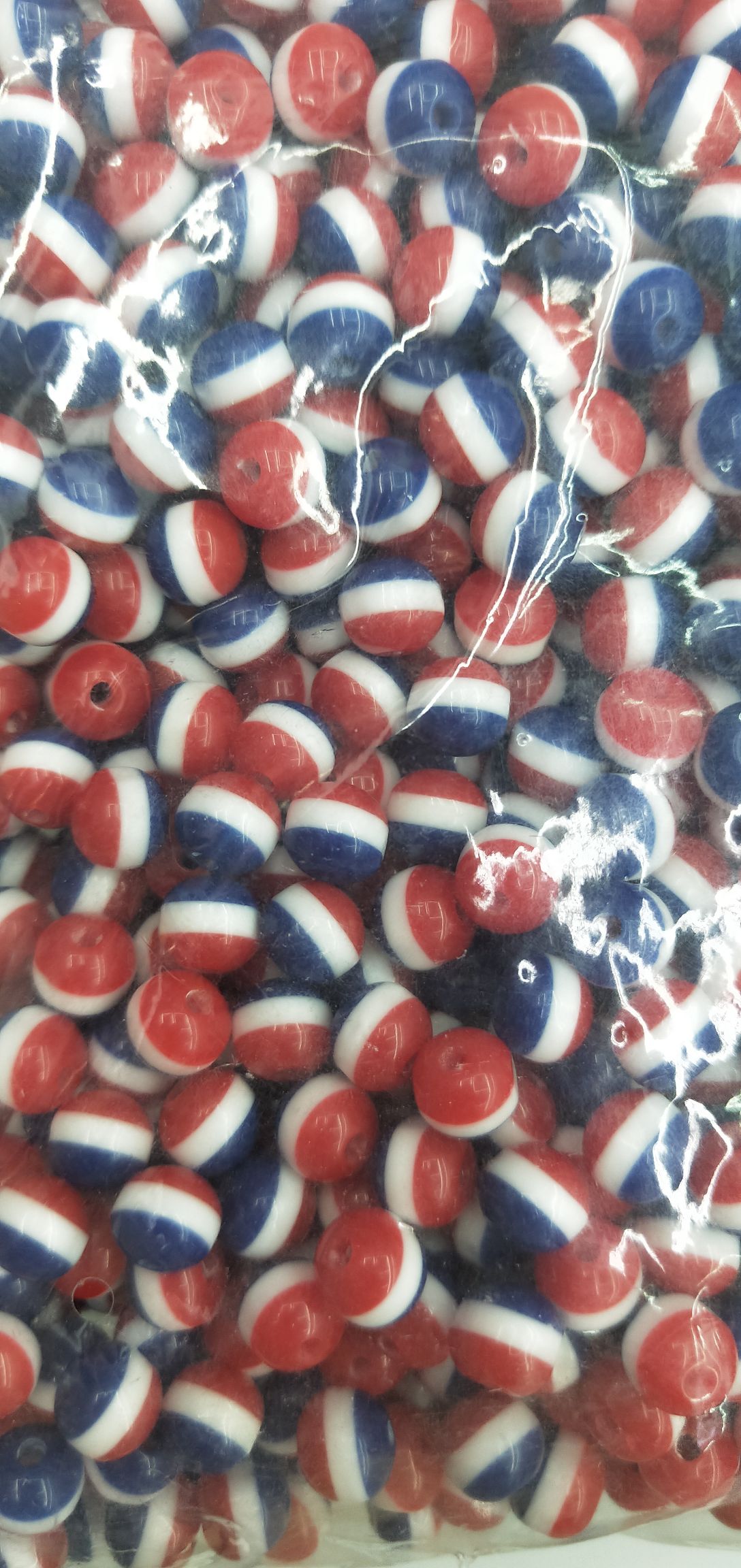 8Mm Bead Stripe Red White Blue details Picture