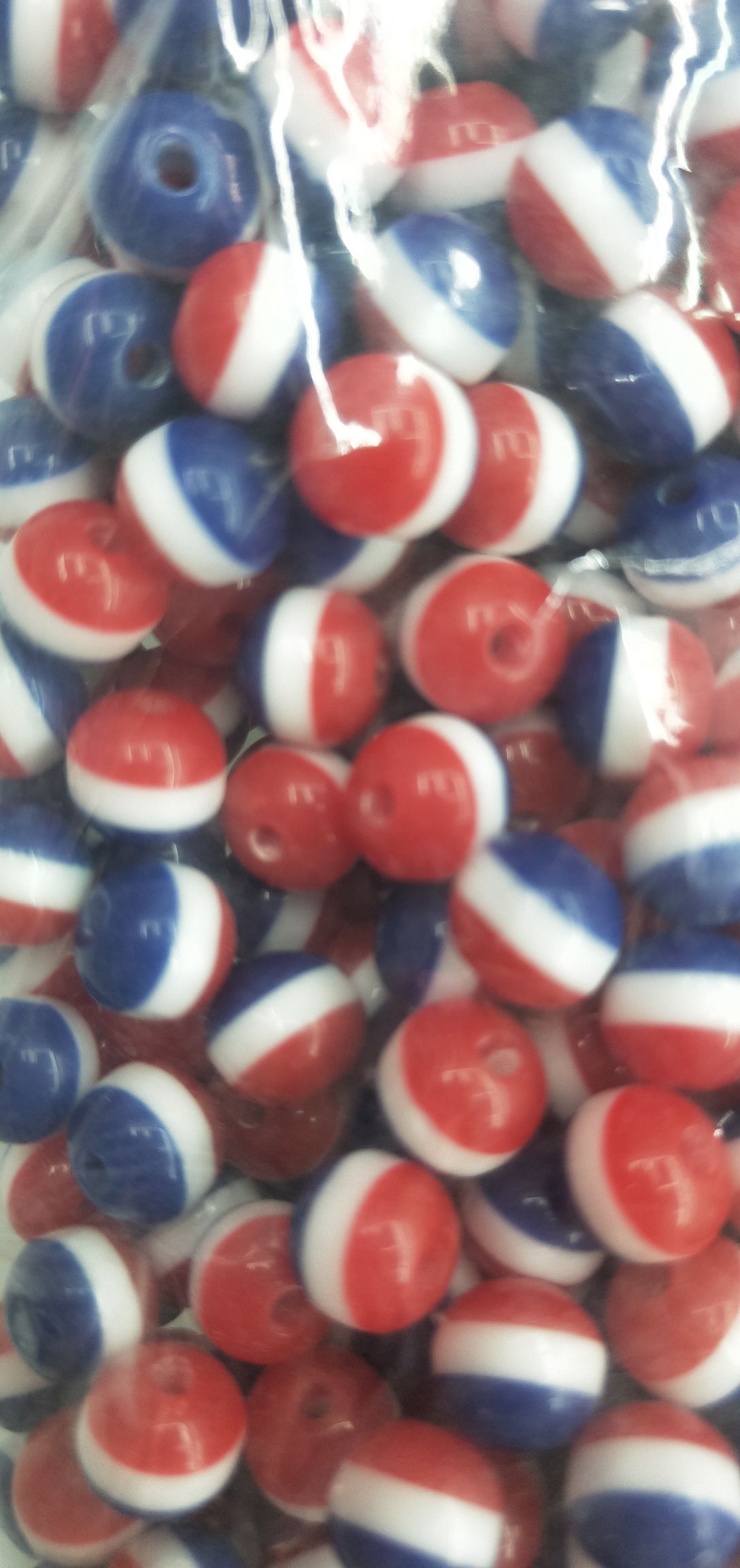 8Mm Bead Stripe Red White Blue Specification drawing