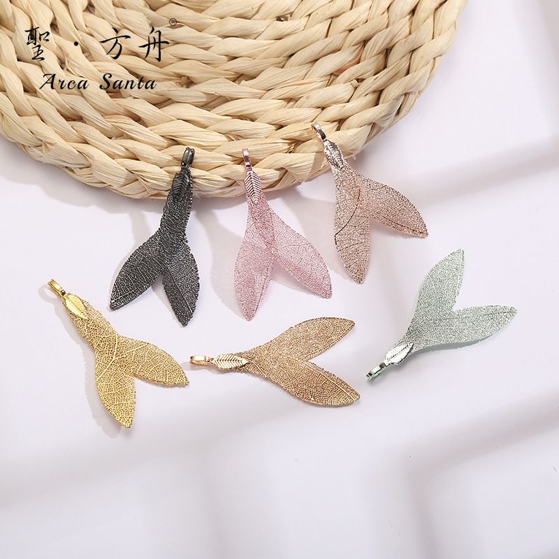 European and American natural leaf accessories, cut beauty fish tail pendant accessories, diy semi-finished jewelry details Picture