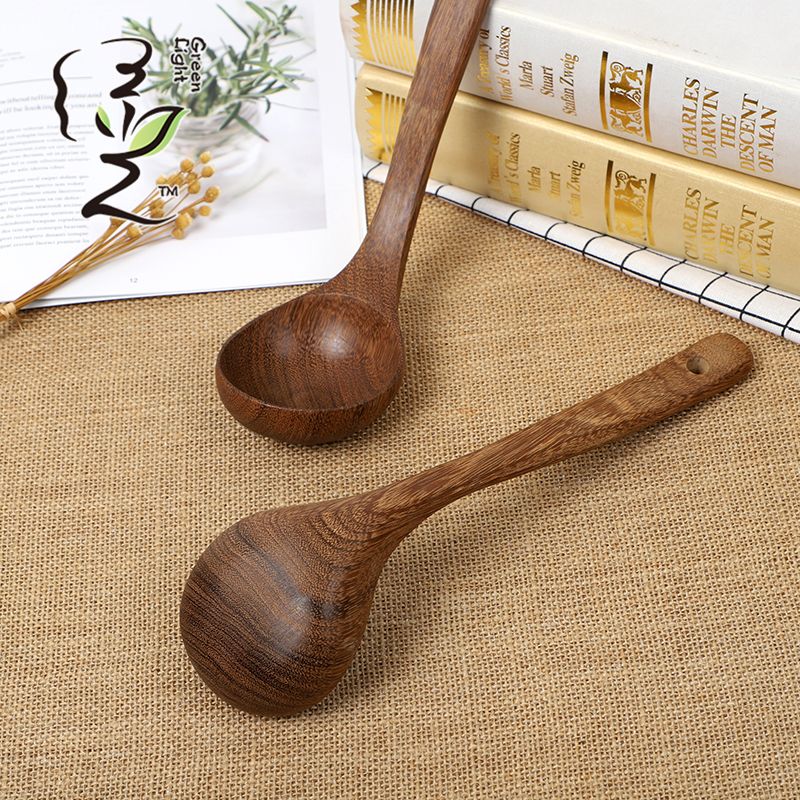 Chicken wing wood oil spoon 27*7.8CM long-handled soup spoon Japanese ramen spoon porridge serving spoon household soup spoon details Picture