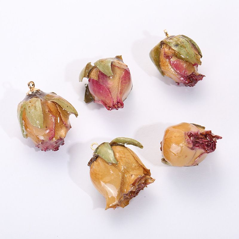 Cross-border natural flower earrings, flower bud pendants, ins rose milk tea series jewelry accessories, diy semi-finished product wholesale details Picture