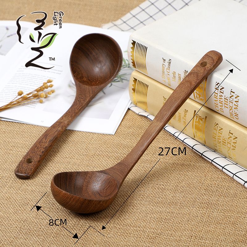 Chicken wing wood oil spoon 27*7.8CM long-handled soup spoon Japanese ramen spoon porridge serving spoon household soup spoon Application Scenario