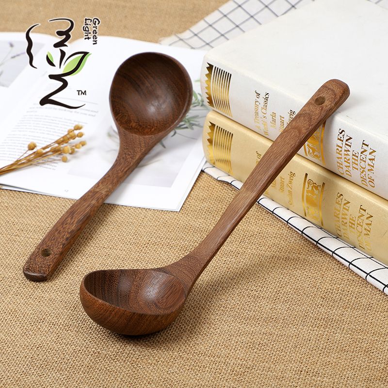 Chicken wing wood oil spoon 27*7.8CM long-handled soup spoon Japanese ramen spoon porridge serving spoon household soup spoon Specification drawing