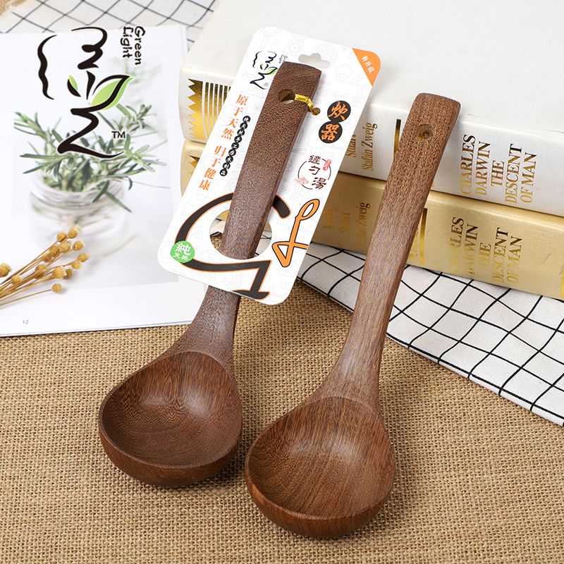 Chicken wing wood soup spoon 25*7.8CM long-handled soup spoon Japanese ramen spoon porridge serving spoon household soup spoon thumbnail