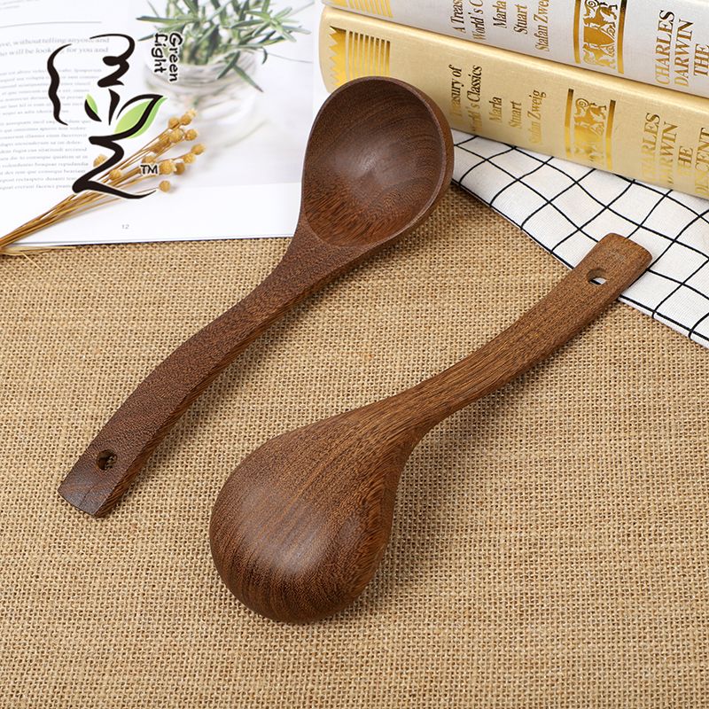 Chicken wing wood soup spoon 25*7.8CM long-handled soup spoon Japanese ramen spoon porridge serving spoon household soup spoon details Picture