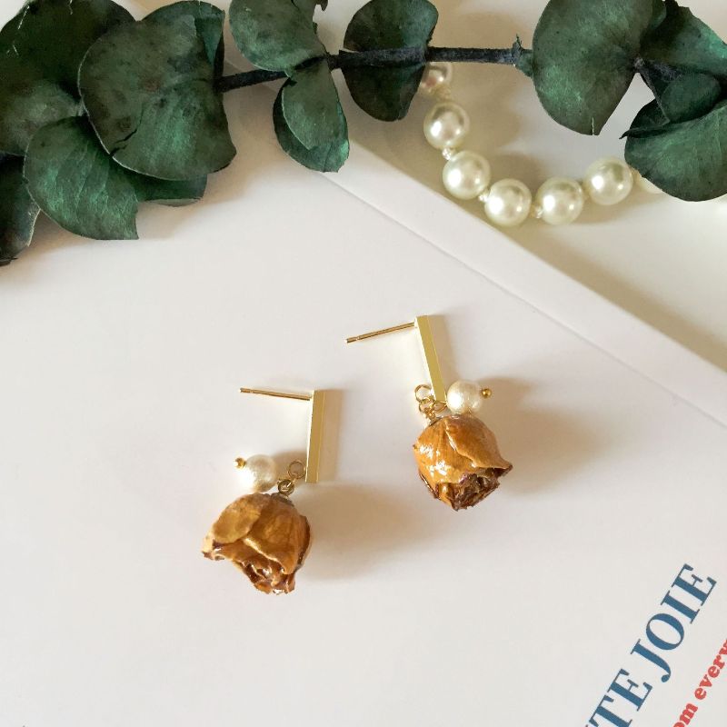 时髦气质耳环/黄玫瑰/玫瑰小花产品图