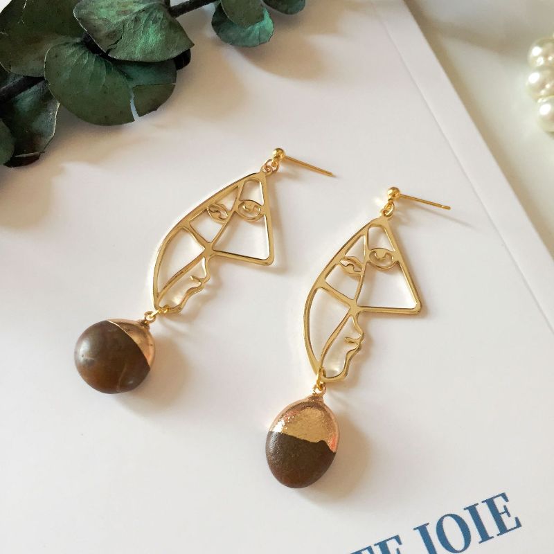 时髦气质耳环/不规则/抽象复古细节图