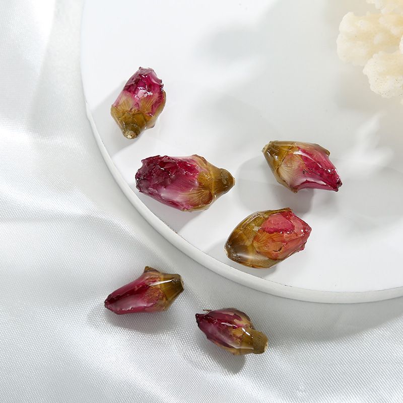 欧美天然玫瑰花朵饰品配件 不规则小众花苞耳环配饰diy半成品材料