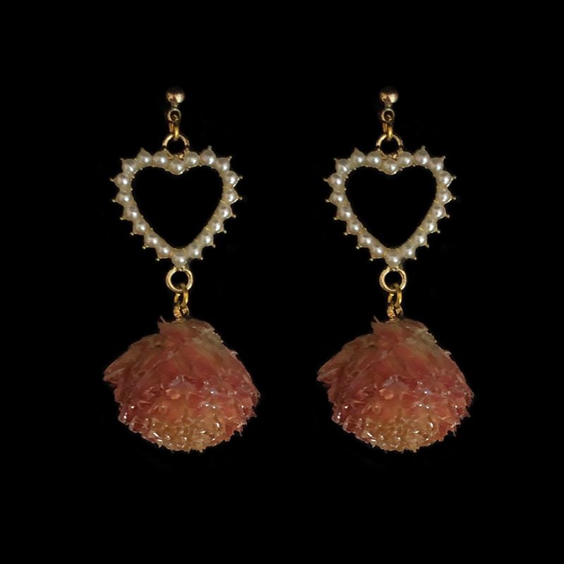 时髦气质耳环/不规则/小花花白底实物图