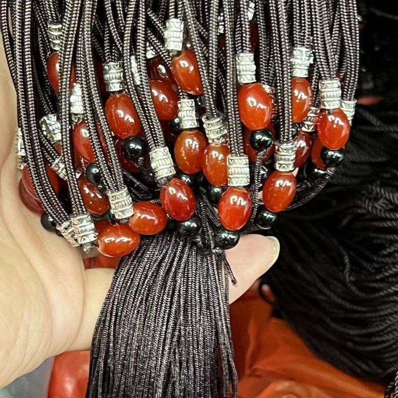 Imitation agate 8×12 rice bead bracelet, alloy hidden silver, non-adjustable hand-woven necklace rope, pendant, hanging rope Specification image