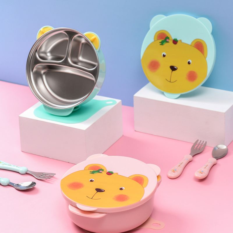 Stainless steel grid suction cups for baby dinner plates