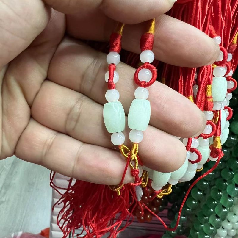 手工编织玉石大米珠双线如意绳红绳黑绳有现货