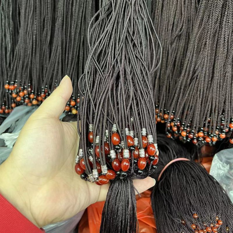Imitation agate 8×12 rice bead bracelet, alloy hidden silver, non-adjustable hand-woven necklace rope, pendant, hanging rope Application Scenario