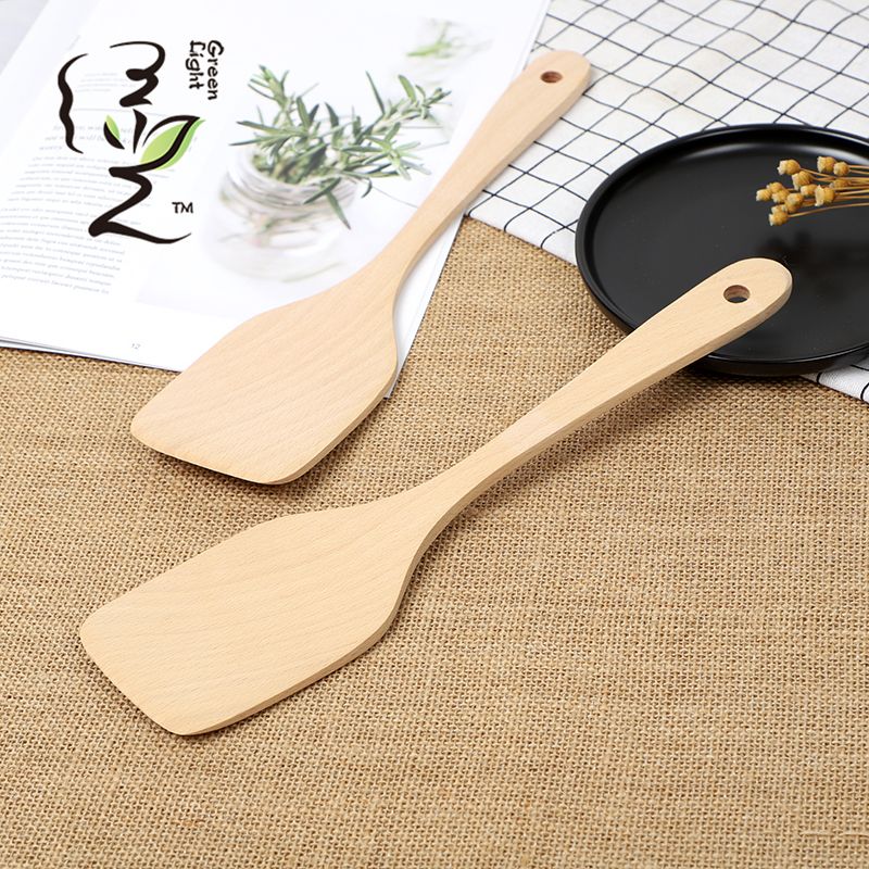 Spatula made of beech wood, 30*7.5CM, frying pan, flat spatula, rice spatula, rice spoon, rice cooker, non-stick pan, 2 rice spoons Specification drawing