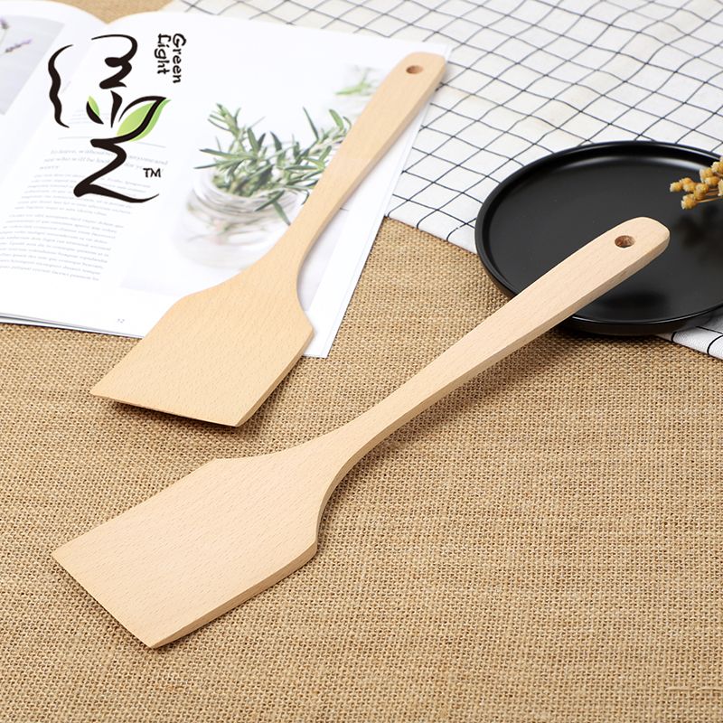 Beech wood 34*7.5CM wooden spatula, non-stick pan spatula, household non-stick pan spatula, wooden spoon, high-temperature resistant wooden cooking spatula Specification drawing