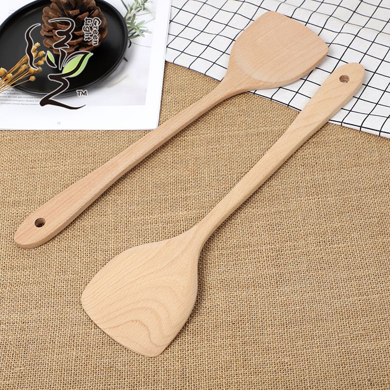 Beech wood spatula, non-stick pan spatula, household non-stick pan spatula, wooden spoon, high-temperature resistant wooden cooking spatula Specification drawing
