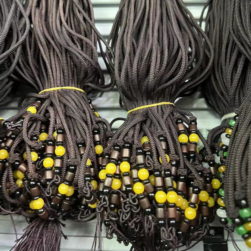 Colgante de ámbar de cera de miel tejido a mano 8 centimas imitación de cera de miel con cuentas amarillas de sándalo con hebilla abierta suéter cordón largo cordón collar Item Picture