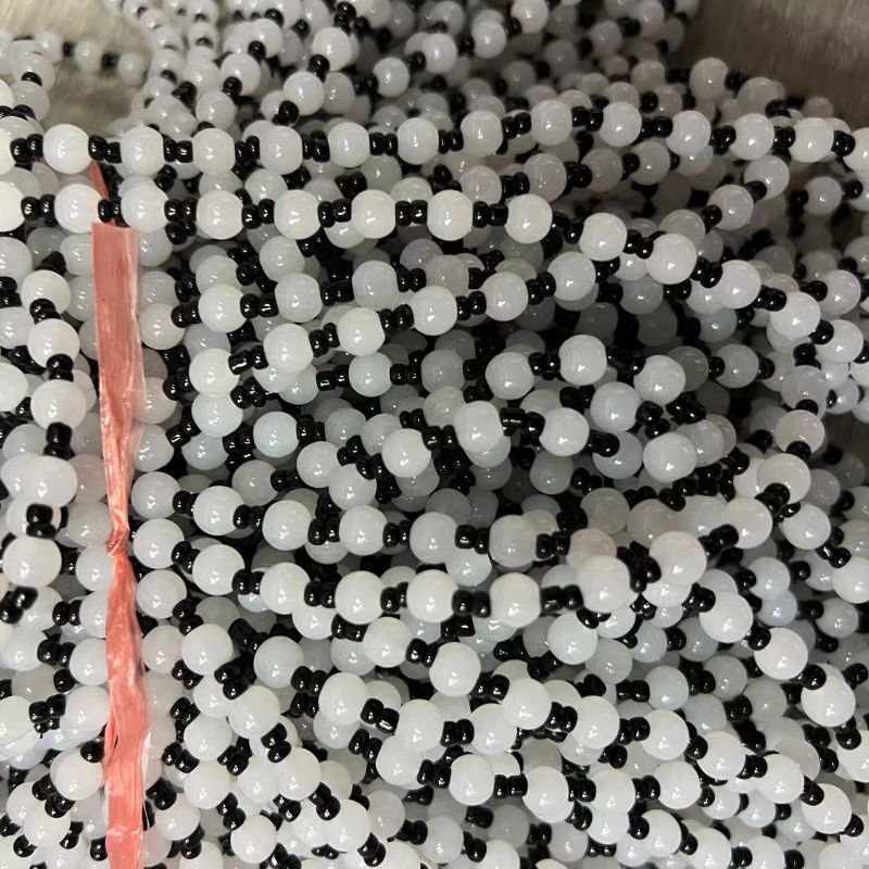6 Cm White Jade Beads Separated By Black Beads Can Not Be Adjusted Jade Pendant Necklace Lanyard Item Picture